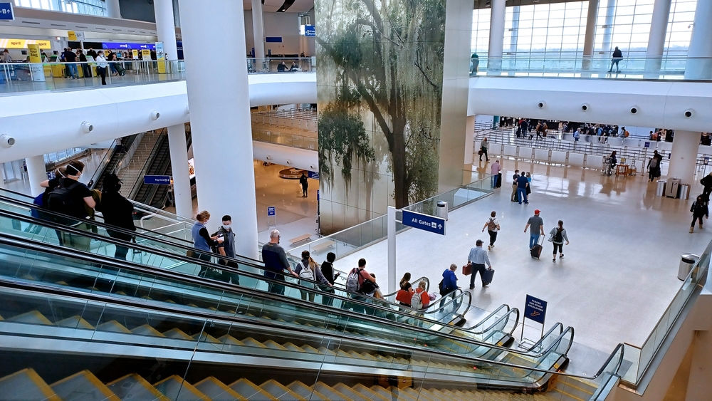 MSA Airport passengers moving to TSA security checkpoint